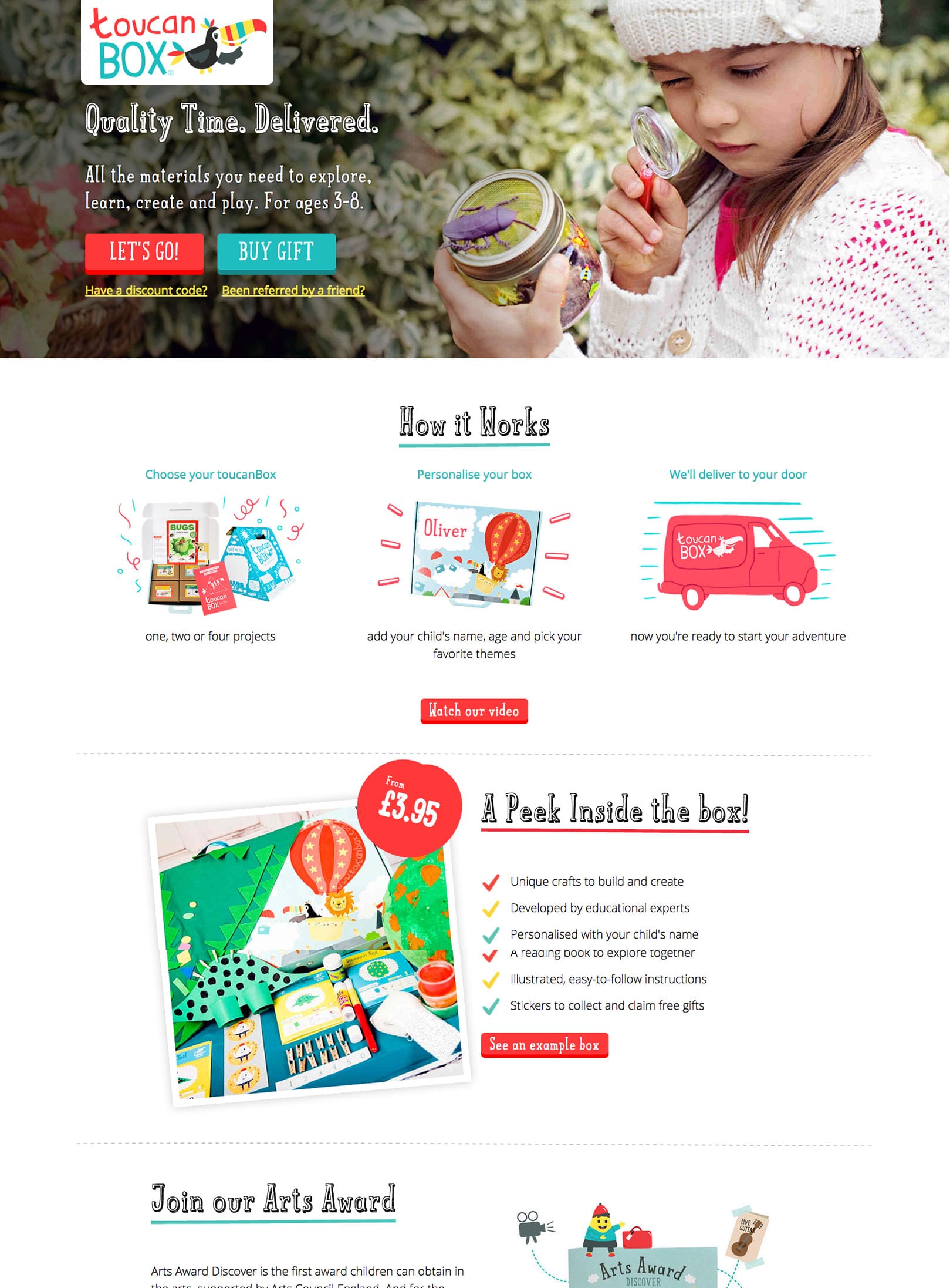 toucanBox - a website and an e-shop with boxes containing creative materials for children.